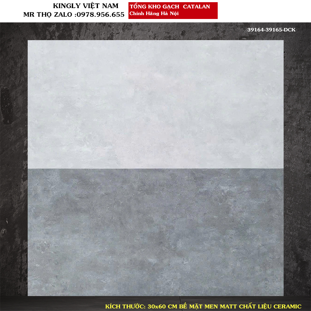 Gạch ốp tường giả xi măng 30x60 Catalan 39164-39165 Loại 1